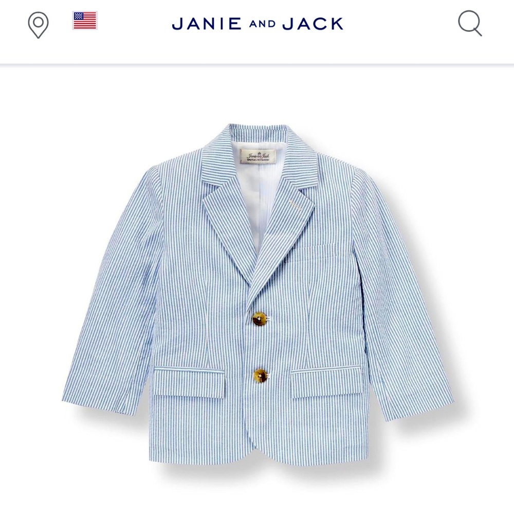 Blue Janie and Jack seersucker suit blazer size 5